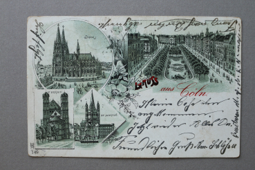 Postcard Litho PC Koeln 1902 Kaiser Wilhelm Ring Churches Dom Town architecture NRW